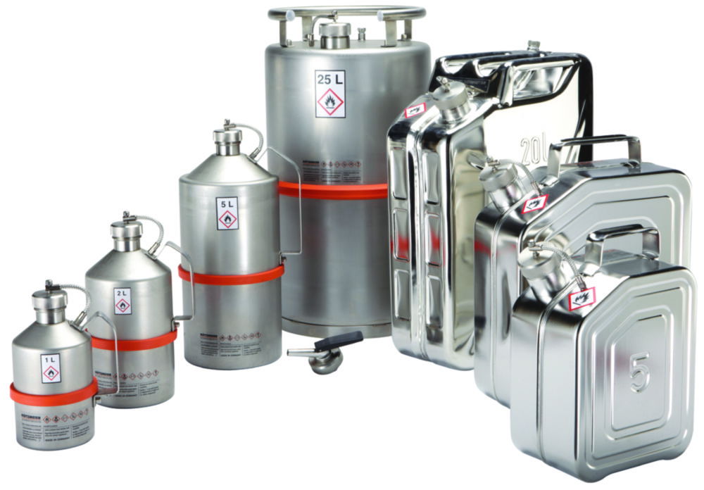 Safety transport canister for solvents, without pressure control valve