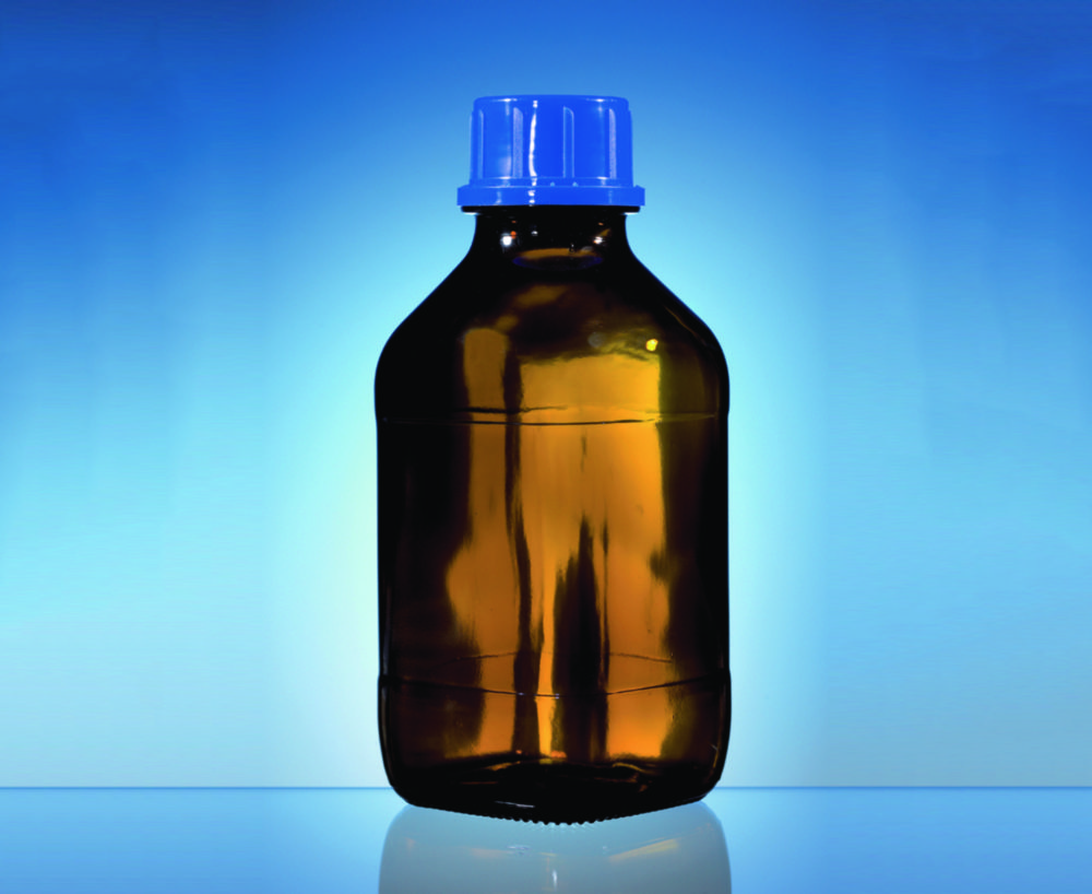 Square bottles, soda-lime glass, amber