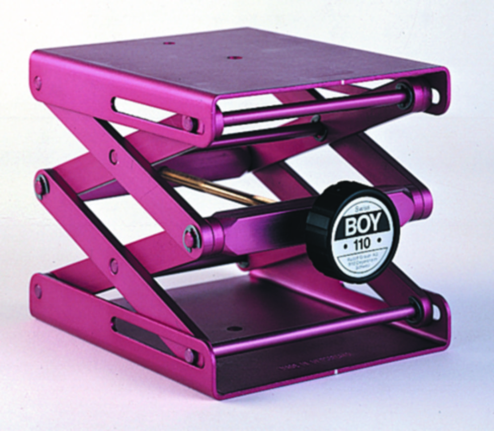 Swiss Boy laboratory jacks, anodised aluminium.