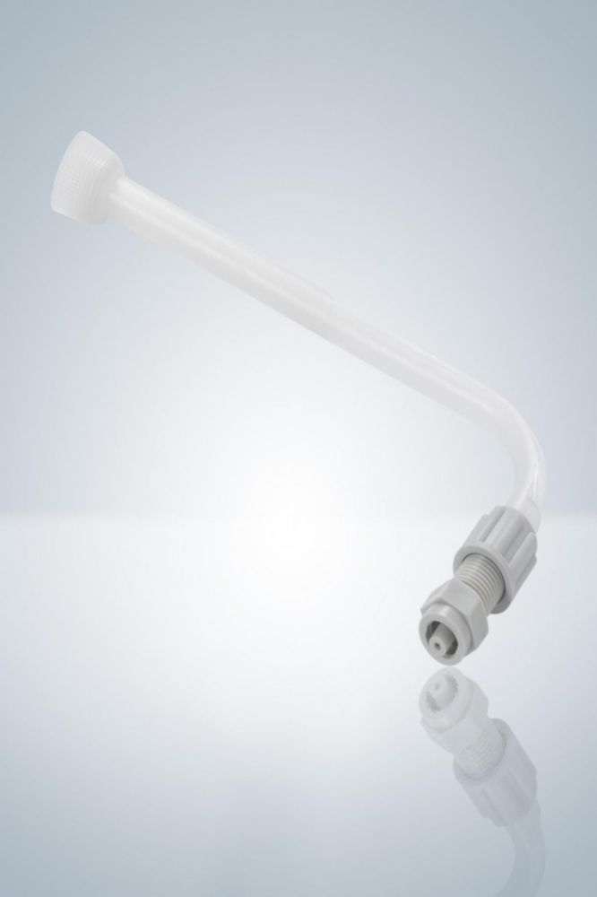 Discharge tube units, Luer-Lock connection, for bottle-top dispensers and digital burettes