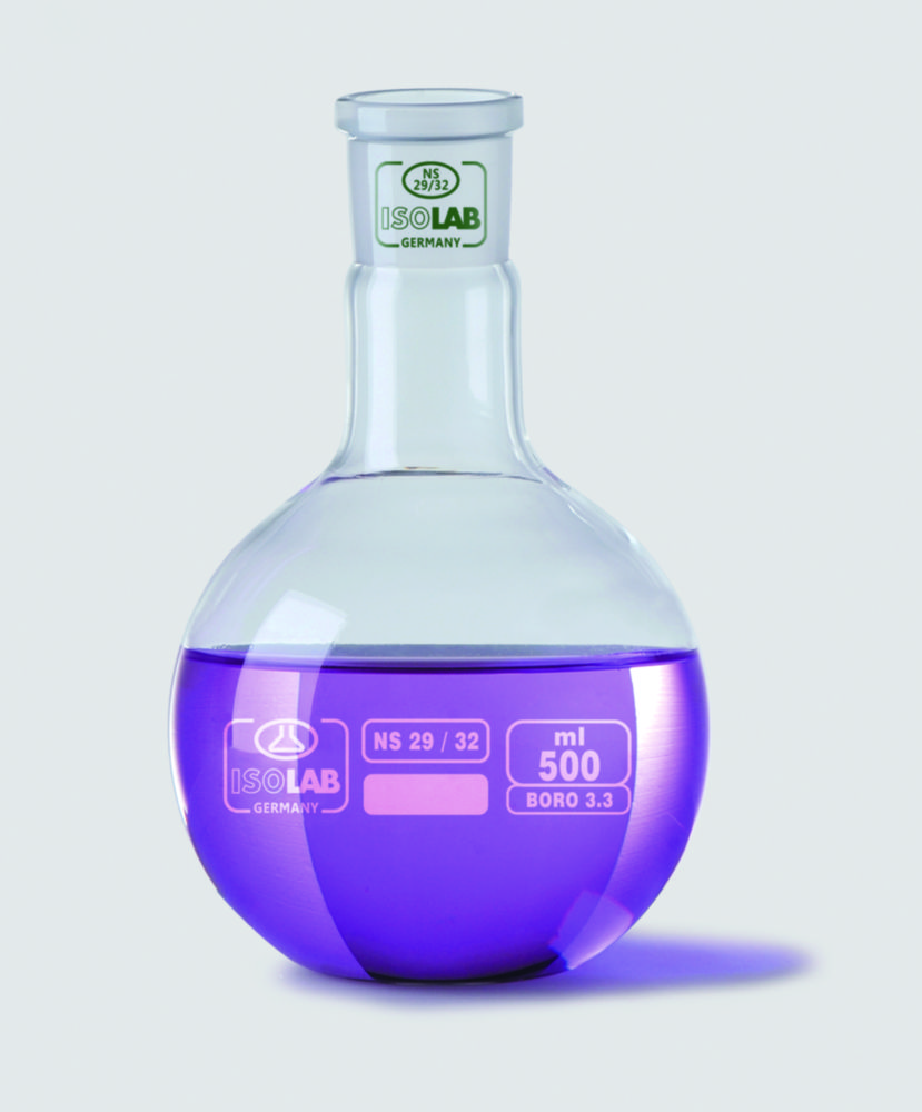 Flat bottom flasks, NS joint neck, borosilicate glass 3.3