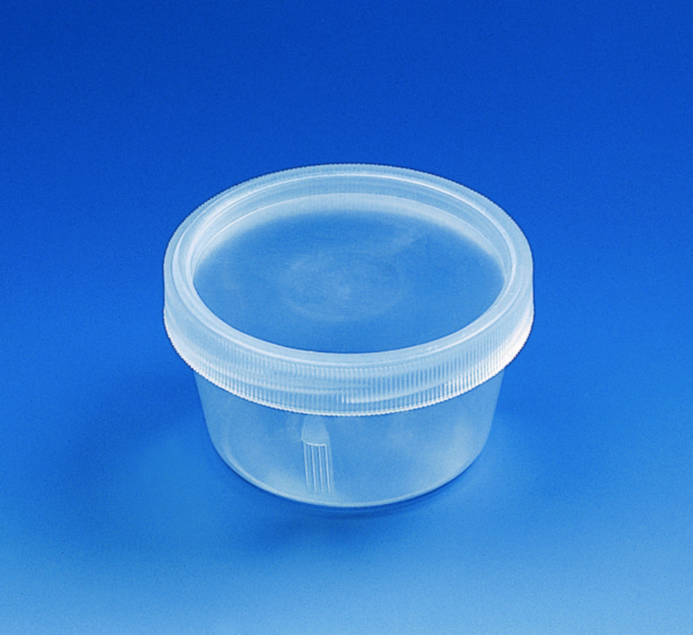Jars, conical, with screw cap, PP
