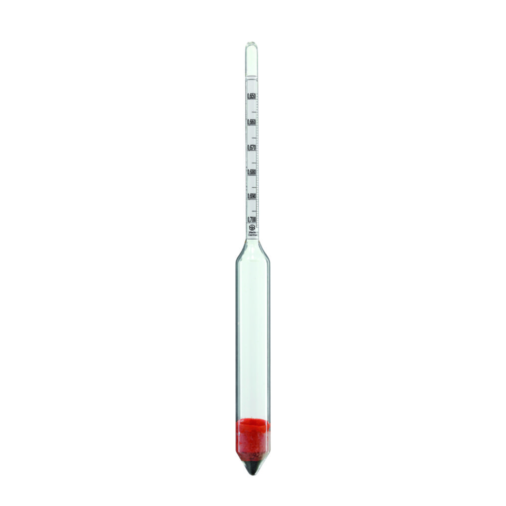 Hydrometers, relative density, with works calibration certificate