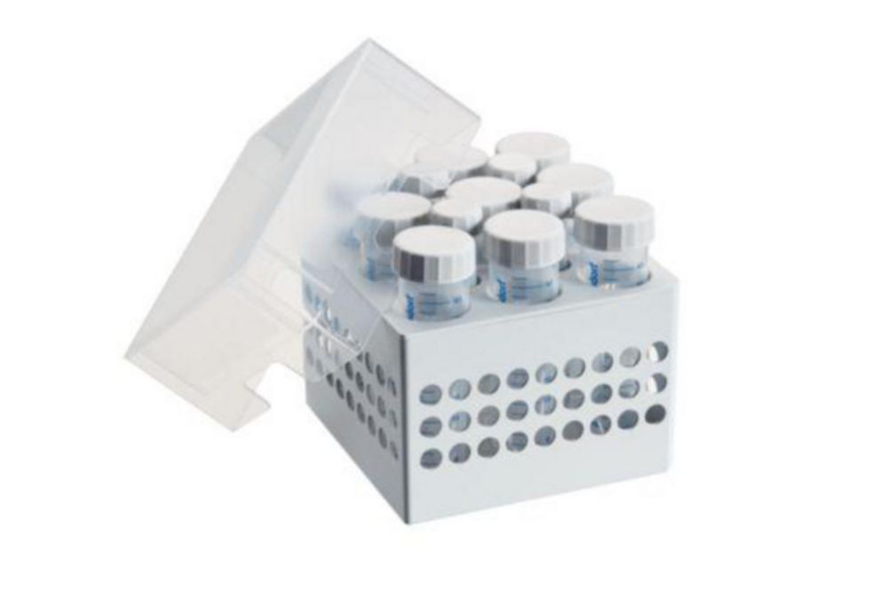 Storage Box 3 x 3, for 9 tubes, 2 pcs., height 127 mm, 5 inch, polypropylene, for freezing to -86 °C, autoclavable, with lid and alphanumeric code