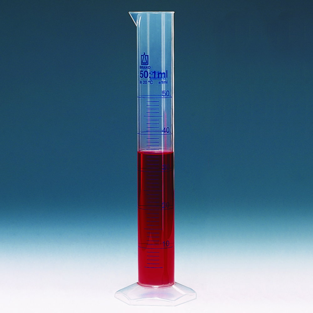 Measuring cylinders, PP, tall form, class B, blue graduated