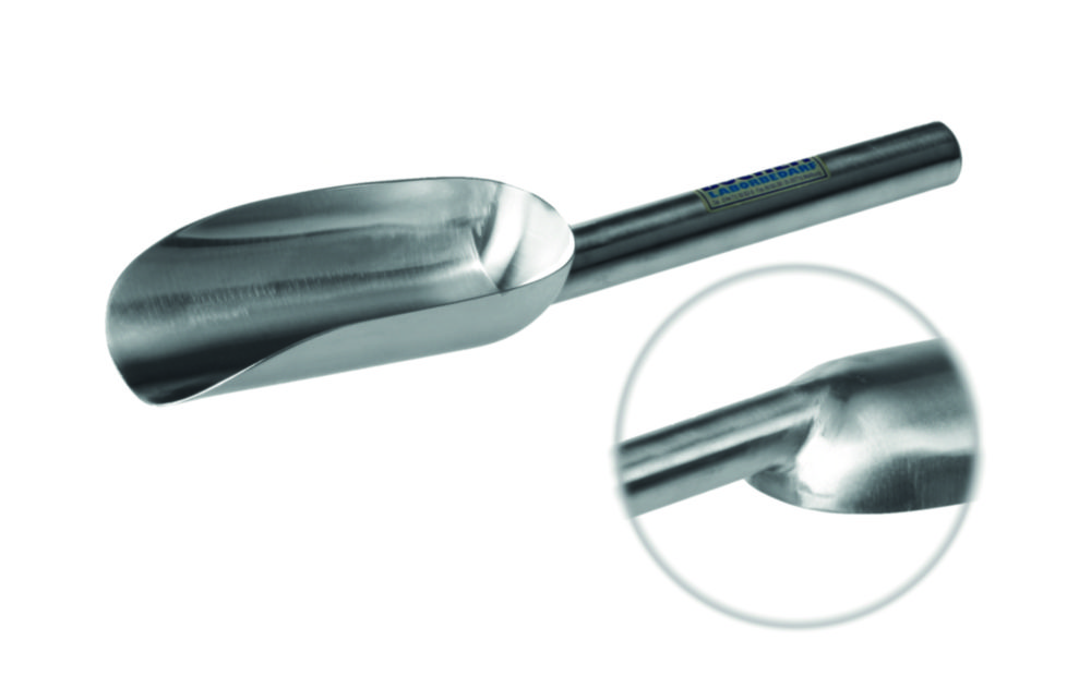 Chemical scoops, stainless steel 1.4301, with welded handle