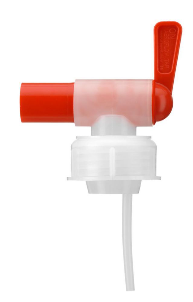 Schraubverschlüsse, HDPE, mit rotem Auslaufhahn