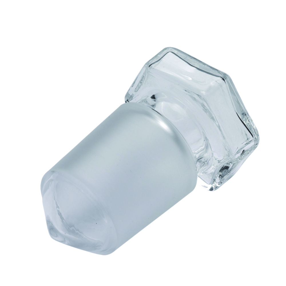Hollow stoppers, hexagonal plate, glass