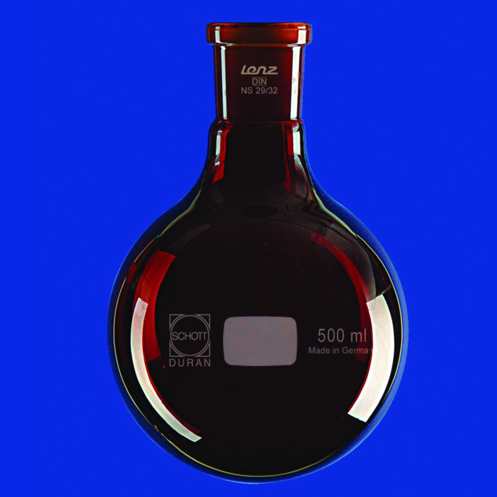 Round bottom flasks with conical ground joint, amber, DURAN®