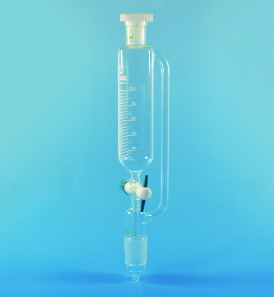 Dropping funnels, cylindrical, with pressure equalizing tube, Borosilicate glass 3.3