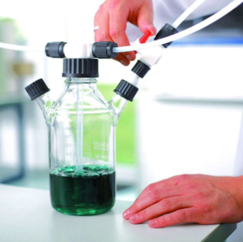 Scrubber Bottles Vitrum, borosilicate glass/PTFE