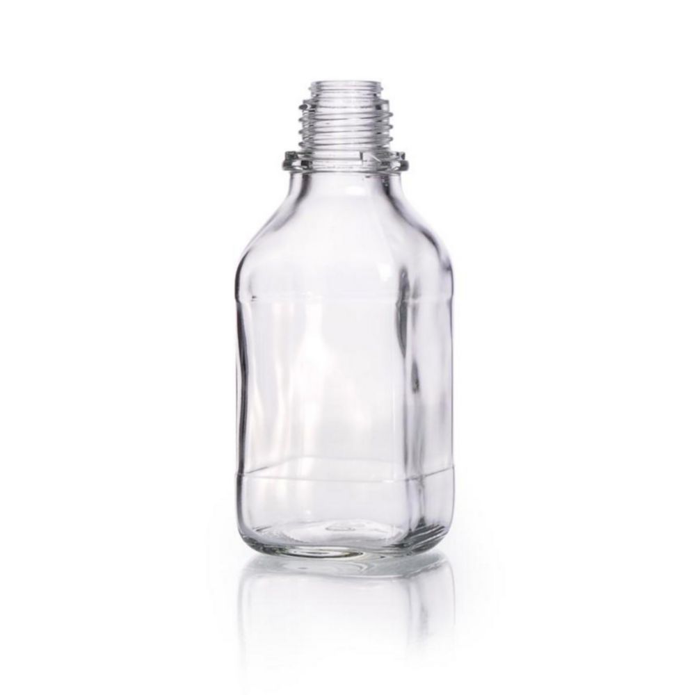 Narrow-mouth square bottles, soda-lime glass