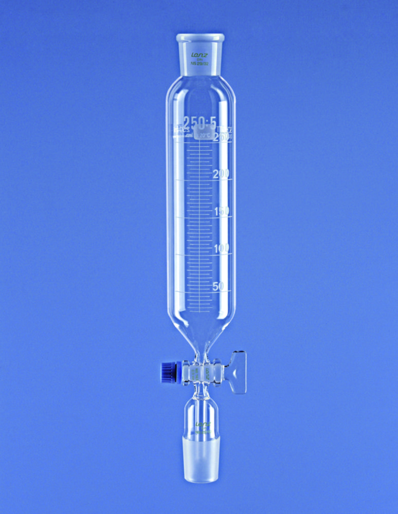 Tropftrichter, zylindrisch, Borosilikatglas 3.3, mit Glas-Küken