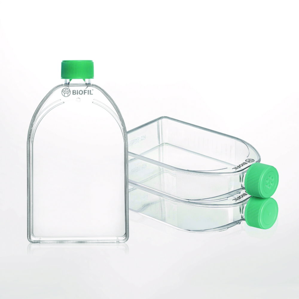 Cell culture flasks, treated, PS, sterile, U-shape