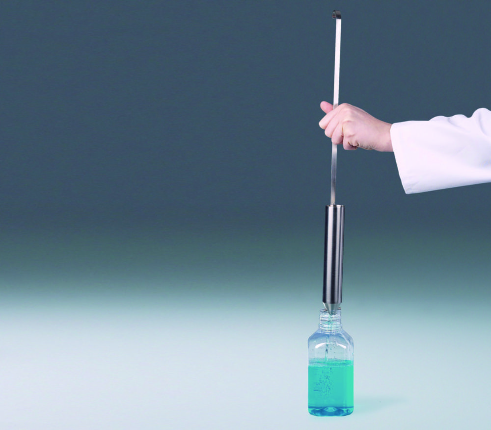 Liquid-Sampler, single hand operation, stainless steel V4A (1.4404), place onto bottle