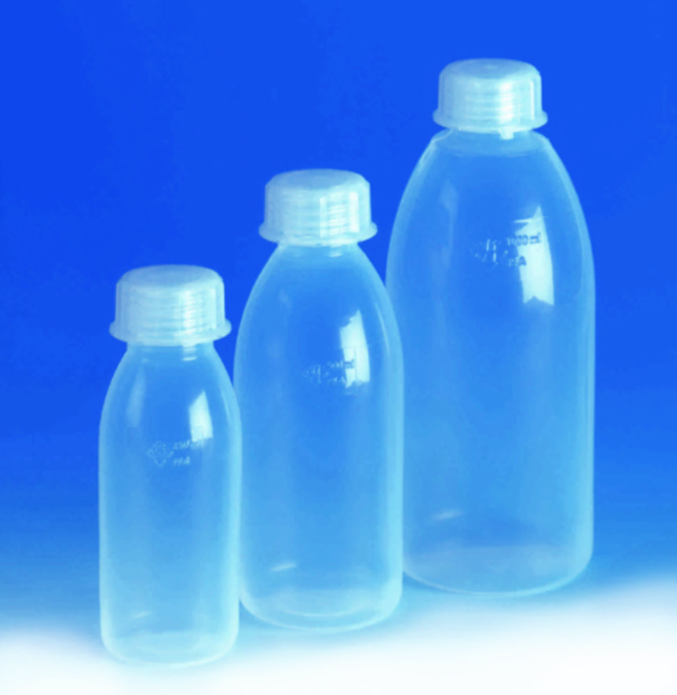 Wide-mouth bottles with screw thread, PFA