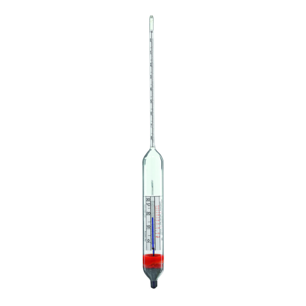 Hydrometers, relative density, with thermometer