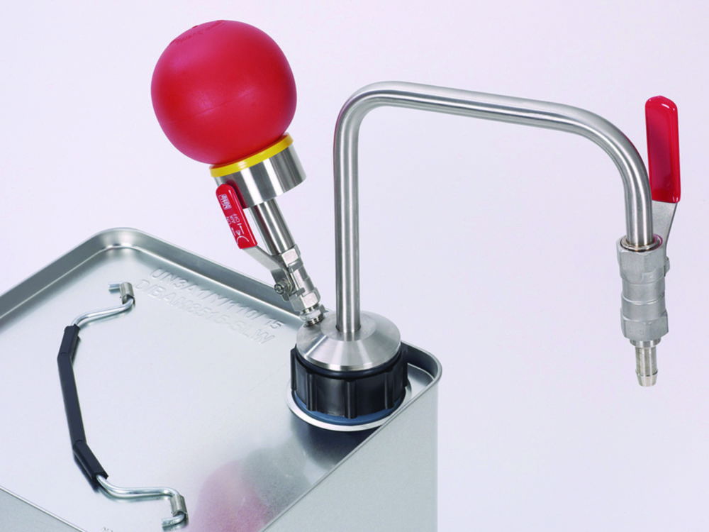 Solvent pump hand operated, for tinplate canisters