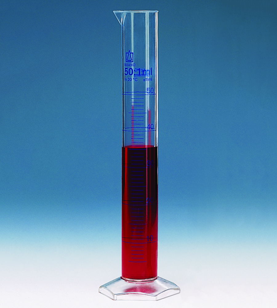 Measuring cylinders, PMP, tall form, class A, blue graduations