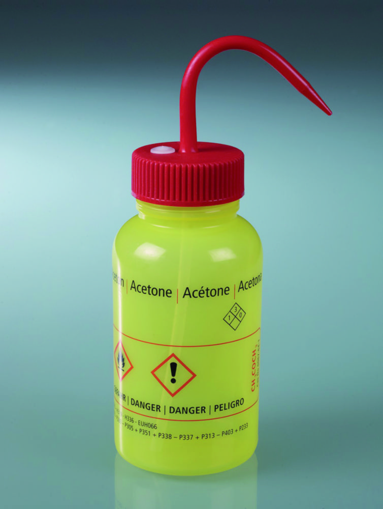 Safety wash bottles, with GHS imprint, LDPE