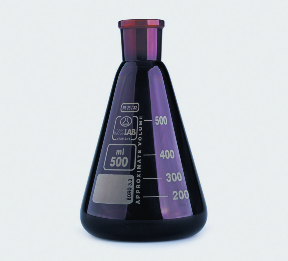 Erlenmeyer flasks, NS neck, borosilicate glass 3.3, amber