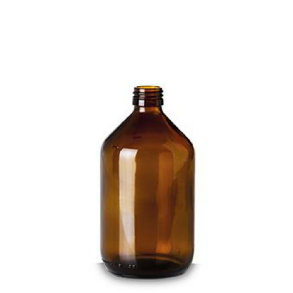 Narrow-mouth bottles without closure, soda-lime glass, brown, PP 28
