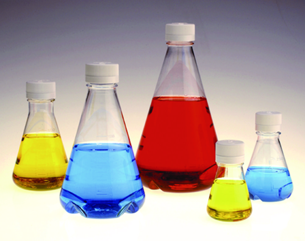 Disposable Erlenmeyer Flasks Nalgene™ with screw closure, PETG, sterile, with flat bottom