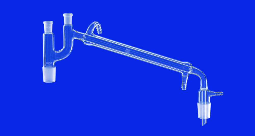 Distilling links acc. to Claisen with vacuum receiver adapter, DURAN® tubing