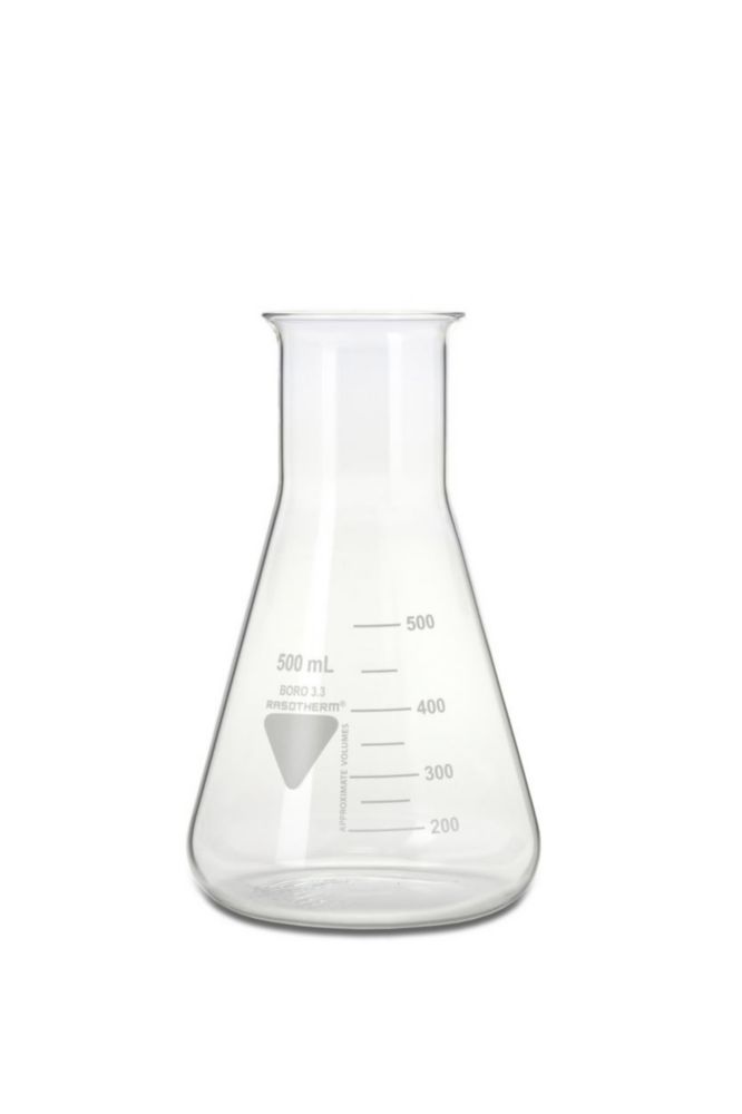 Erlenmeyer flasks, Borosilicate glass 3.3, wide neck